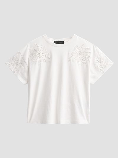 rag & bone Women's Kelly Floral Cut-Out Boxy T-Shirt