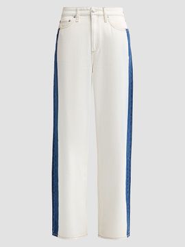 rag & bone Women's Logan Contrast-Striped Wide-Leg Jeans