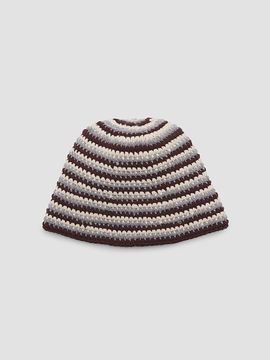rag & bone Women's Lou Striped Crochet-Knit Beanie Hat