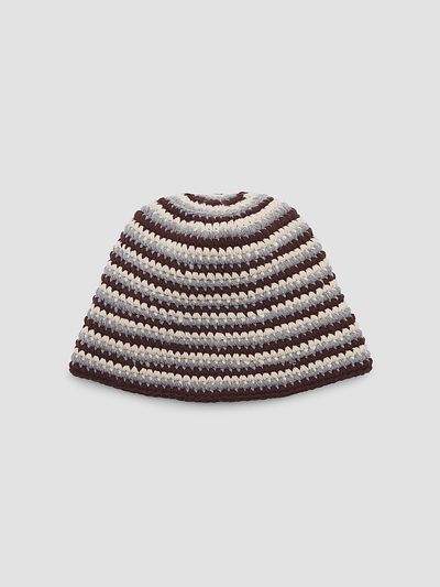 rag & bone Women's Lou Striped Crochet-Knit Beanie Hat