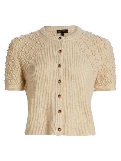 rag & bone Women's Sierra Textured-Knit Short-Sleeve Cardigan