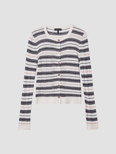 rag & bone Women's Teresa Silk-Blend Stripe Cardigan