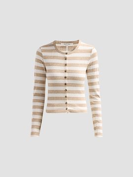 rag & bone Women's The Wide Striped Rib-Knit Cardigan