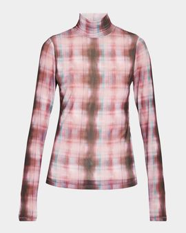rag & bone Yana Sheer Plaid Turtleneck Top