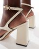 Raid RAID Aubrey block heeled sandals in off white PU - 4