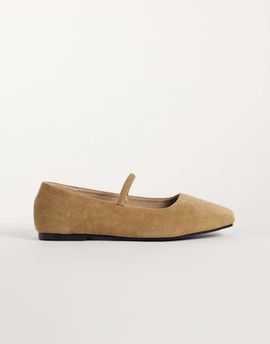 Raid RAID Aylani faux suede square toe ballet flats in sand-Neutral