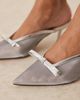 Raid RAID Bexley kitten heeled mules in silver mesh - 3