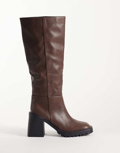 Raid RAID Carnie block heel knee boots in brown