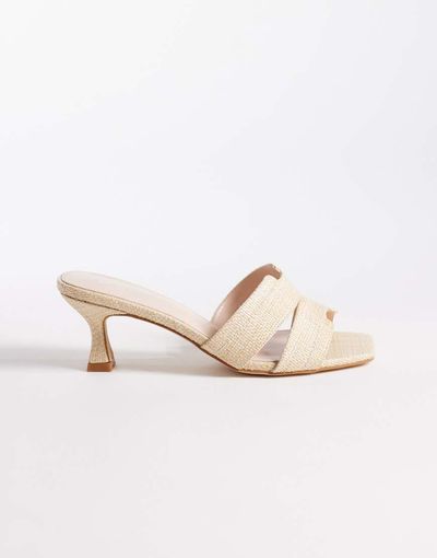 Raid RAID Clydie kitten heel mule sandals in raffia-Neutral
