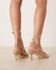 Raid RAID Danika tie leg heeled sandals with metal detail in gold - 2