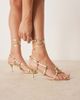 Raid RAID Danika tie leg heeled sandals with metal detail in gold - 4