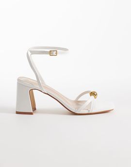 Raid RAID Devena block heeled sandals in gold detail in white
