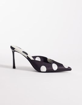 Raid RAID Floralio heeled mules in black and white polka dots