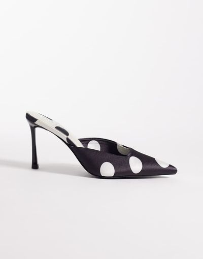 Raid RAID Floralio heeled mules in black and white polka dots