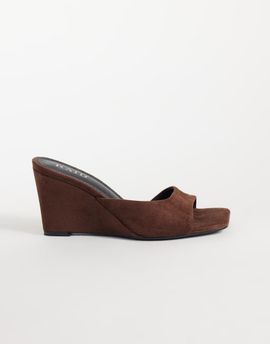 Raid RAID Juniper faux suede wedge heeled mules in silver-White