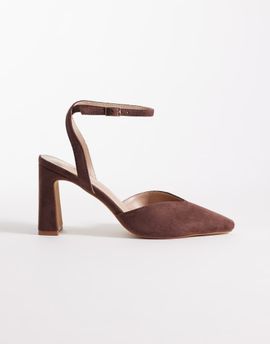 Raid RAID Kristina block heeled shoes in brown suedette