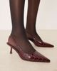 Raid RAID Laura kitten heel slingback shoes in burgundy croc-Red - 2