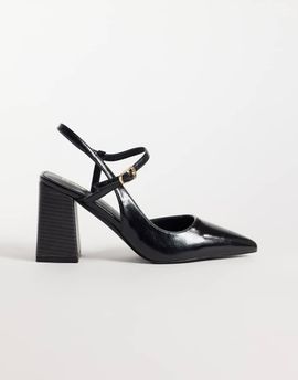 Raid RAID Merrill block heeled slingback shoes with pointed toes in black