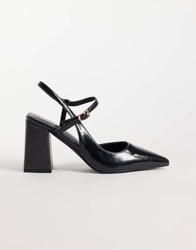 Raid RAID Merrill block heeled slingback shoes with pointed toes in black