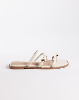 Raid RAID Moon flat sandals with metal detail in cream-White