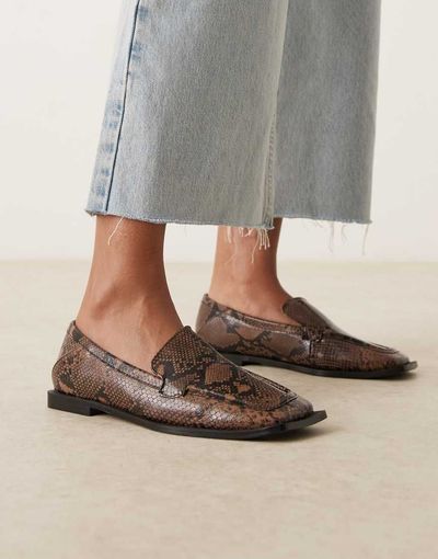 Raid RAID Neely square toe loafers in brown snake