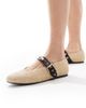 Raid RAID Novie jute ballet flats with gold buckle detail in yellow-Neutral - 1