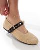 Raid RAID Novie jute ballet flats with gold buckle detail in yellow-Neutral - 2