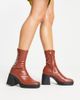 Raid Raid Rubina mid heel platform boots in tan-Brown - 3