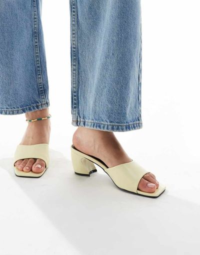 Raid RAID Saanvi block heeled mules in butter yellow