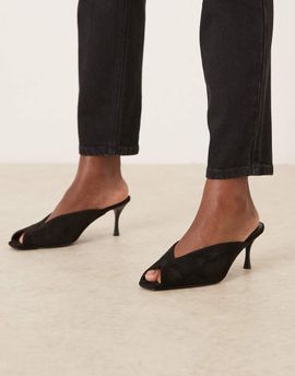 Raid RAID Sonika kitten heel mules in black faux suedette