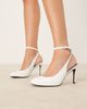 Raid RAID Tameika ankle strap pointed toe pumps in white patent - 3