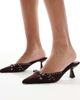 Raid RAID Tinsley kitten heeled mules with bows in chocolate-Brown - 1