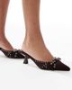 Raid RAID Tinsley kitten heeled mules with bows in chocolate-Brown - 4
