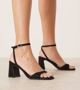 Raid Wide Fit RAID Cora Wide Fit block heel sandals in black suedette-Red