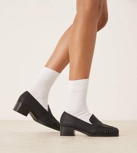 Raid Wide Fit RAID Wide Fit Aarvi square toe loafers in black