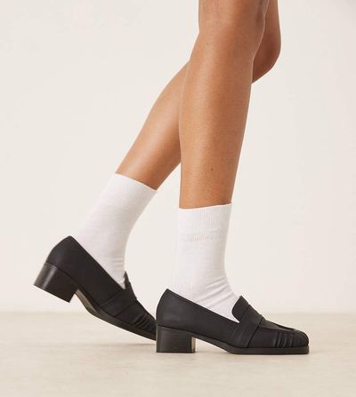 Raid Wide Fit RAID Wide Fit Aarvi square toe loafers in black