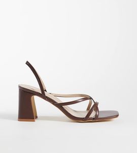 Raid Wide Fit RAID Wide Fit Aspyn strappy heeled block sandals in brown