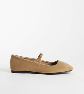 Raid Wide Fit RAID Wide Fit Aylani faux suede square toe ballet flats in sand-Neutral