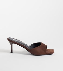 Raid Wide Fit RAID Wide Fit Cerese faux suede heeled mules in brown