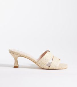 Raid Wide Fit RAID Wide Fit Clydie kitten heel mule sandals in raffia-Neutral