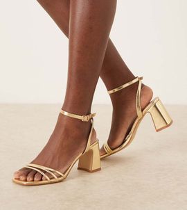 Raid Wide Fit RAID Wide Fit Kittey block heel sandals in gold