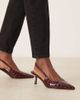 Raid Wide Fit RAID Wide Fit Laura kitten heel slingback shoes in burgundy croc-Red - 1