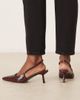Raid Wide Fit RAID Wide Fit Laura kitten heel slingback shoes in burgundy croc-Red - 3