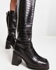 Raid Wide Fit RAID Wide Fit Pacfic heeled knee boots in black croc - 4
