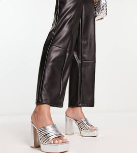 Raid Wide Fit RAID Wide Fit Stella platform mules in metallic silver