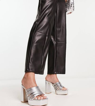 Raid Wide Fit RAID Wide Fit Stella platform mules in metallic silver