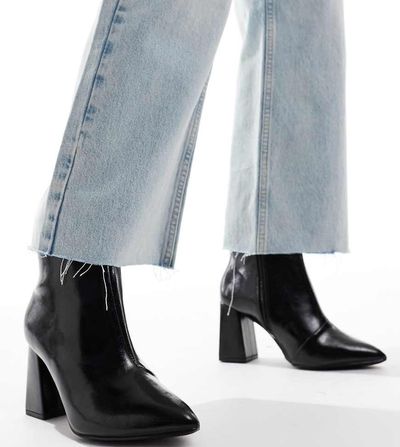 Raid Wide Fit RAID Wide Fit Tetlee block heel ankle boots in black patent