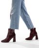 Raid Wide Fit RAID Wide Fit Tetlee block heel ankle boots in burgundy patent-Red - 2