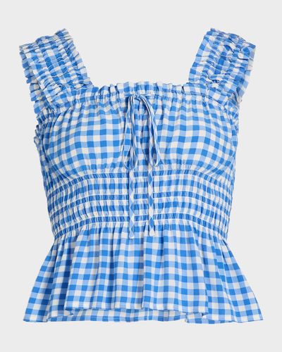 Rails Donna Peplum-Waist Sleeveless Gingham Crop Top