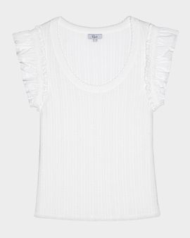 Rails Giovanna Pointelle Knit Flutter-Sleeve Top